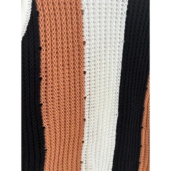 Mod Boutique‎ Striped Knit Sweater Vest Tank Top Women Medium Brown Black White - Picture 2 of 7